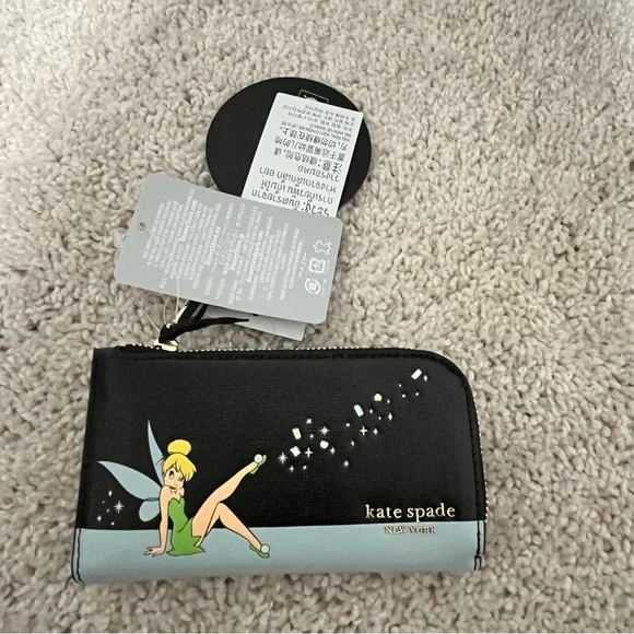 Designer Wallets Kate Spade Camel Wallet Kate Spade Bags Kate Spade X Disney Tinkerbell Black Wallet
